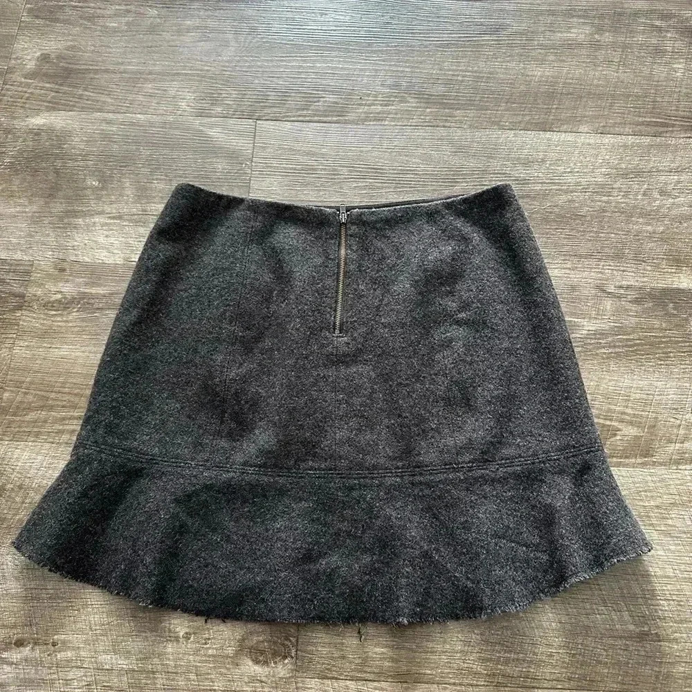 Madewell Size 2 Atelier Skirt Gray Wool Blend High Waist Pleated A Line Flare - Picture 7 of 8